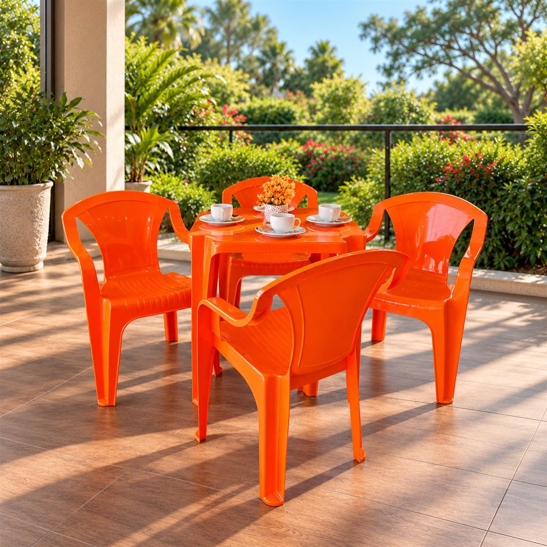 Conjunto laranja com braços