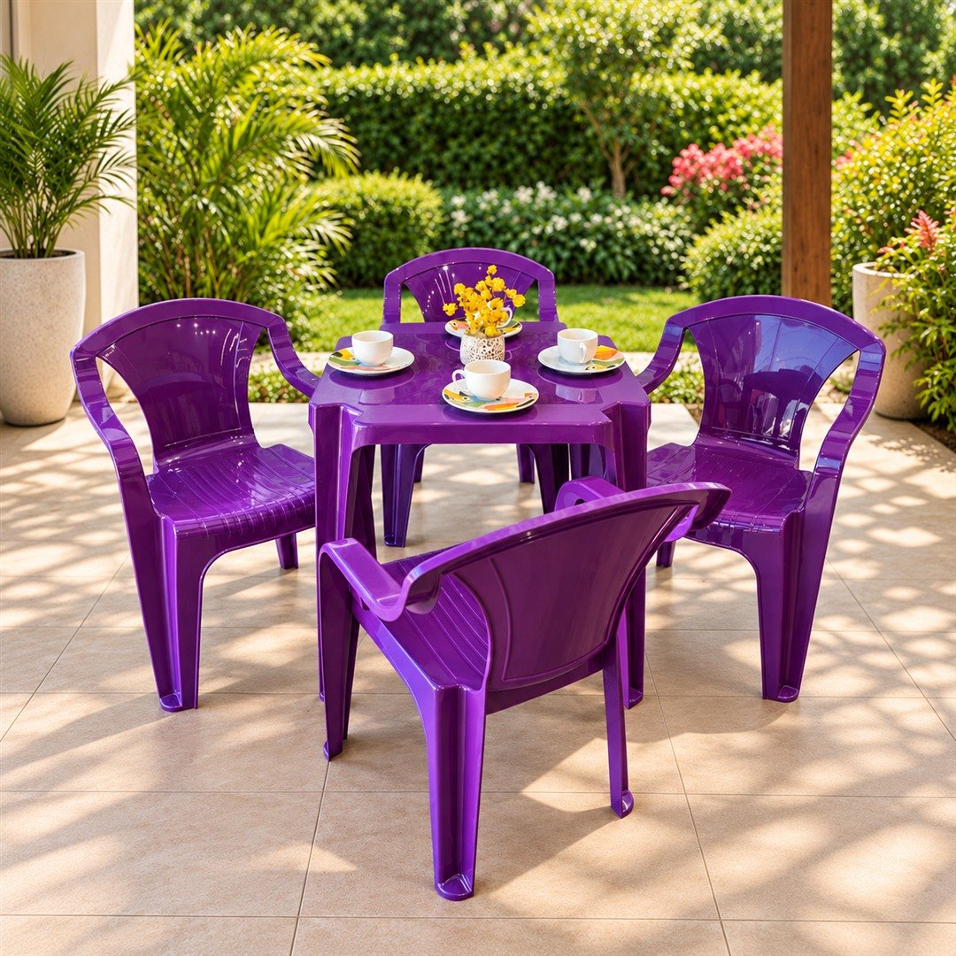 Conjunto roxo com braços