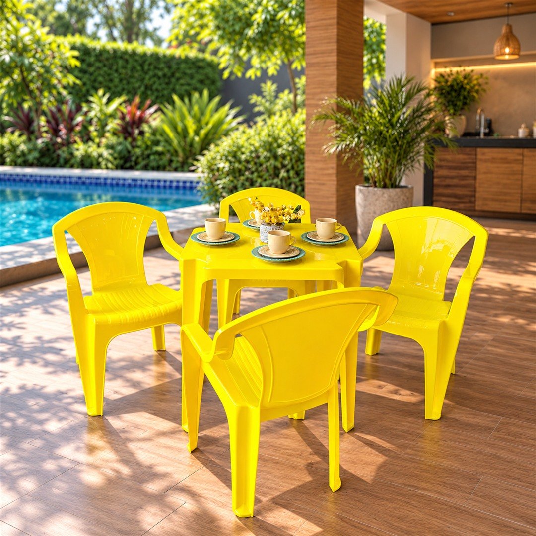 Conjunto amarelo com braços